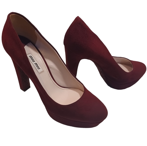 Miu Miu Shoes - MIU MIU Granato Camoscio Suede Pumps Heels Shoes